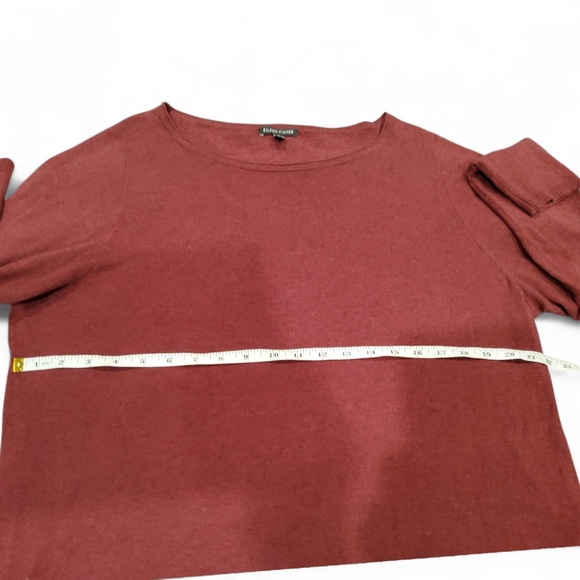 Eileen Fisher Merino-Wool Blend Tunic Knit Top Wine , Size XL. - Picture 8 of 13